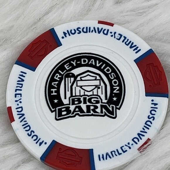 NEW White Red & Blue Poker Chip Big Barn Harley Davidson Des Moines Iowa - Picture 4 of 6